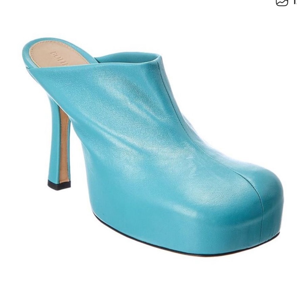 Bottega Veneta The Bold Mules in Teal Lambskin Leather size 38